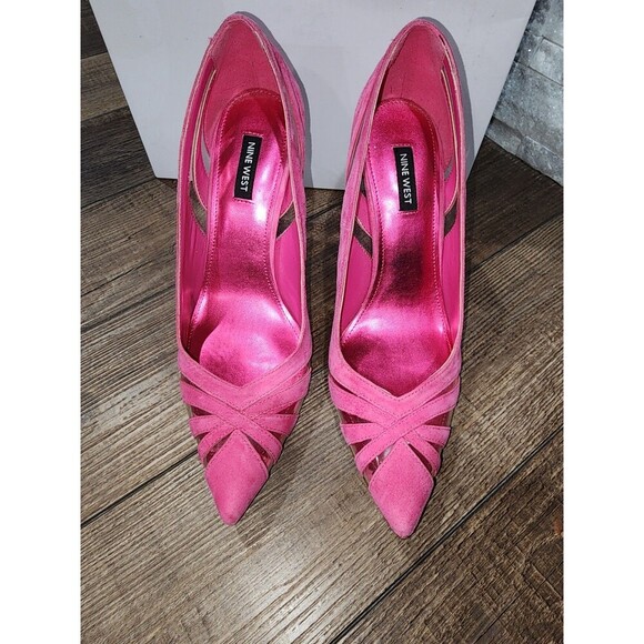 Nine West Women's Favant Fuchsia Pink Suede Heels Pointed Toe Size 9.5M - Picture 4 of 8